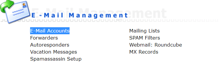 e-mail accounts directadmin